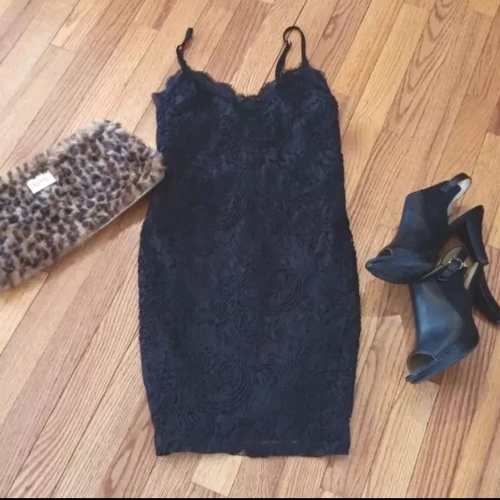 Zara Black Lace Mini Slip Dress